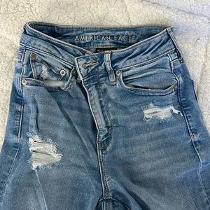 American Eagle stretch high waisted distressed jeans